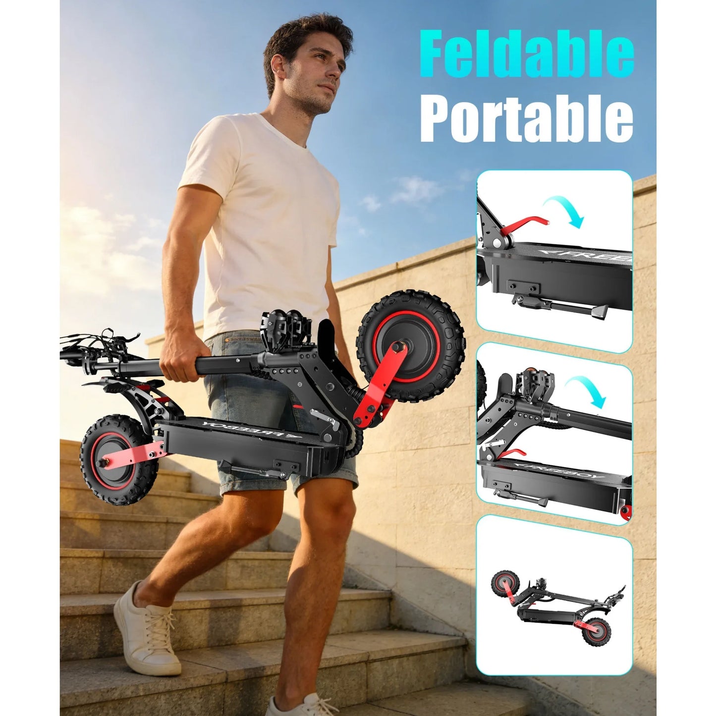FREEBOY H6 Electric Scooter Dual Motor 48V21AH Battery Foldable 11-inch Off-Road Tire Adult All-Terrain Commuting Electric Scooter
