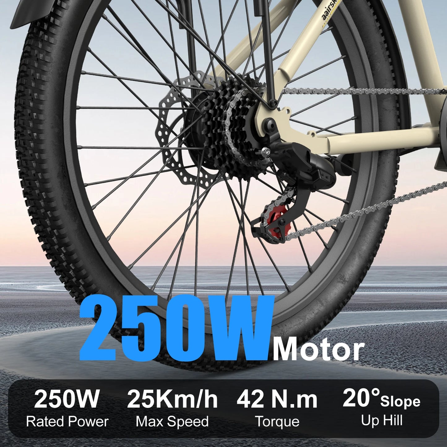 Aairsk SU7 24 "top-range urban Electric bike-engine 250W, battery 36V 13Ah, range 64km, 7 speed, steel frame, disc brakes, daily comfort and reliability