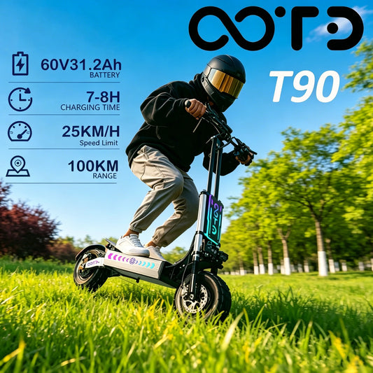 APEFOX T90 Adult Electric Scooter Dual Motor Foldable E-Scooter 60V 31.2AH 13 Inch Off-Road Tire Off-Road Electric Scooter