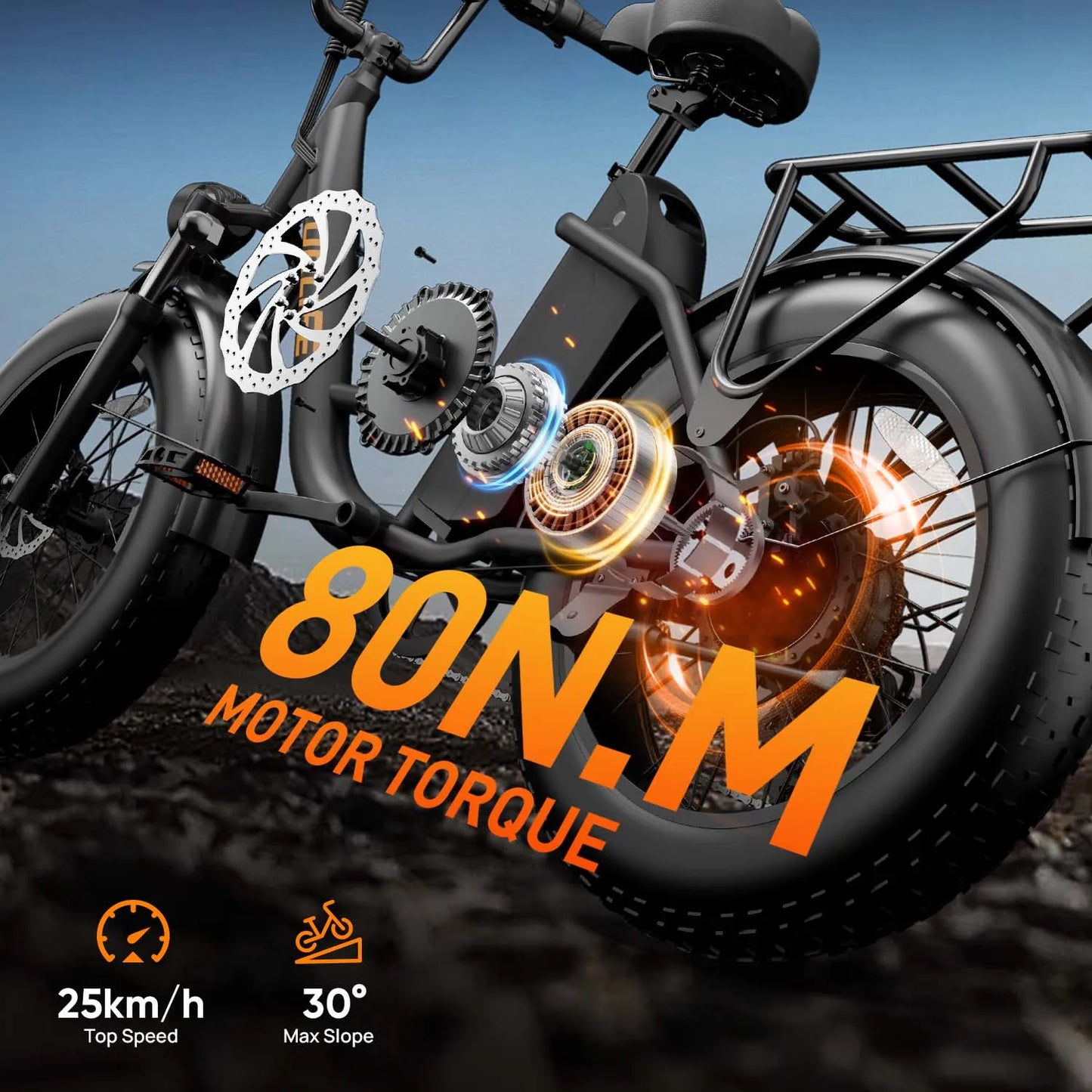 20"x4 Fat Tire Adult Electric Bike E20 PRO | 250W Peak Motor 48V 15.6Ah Removable Battery 7-Speed Gears Max 45KMH E-Bike