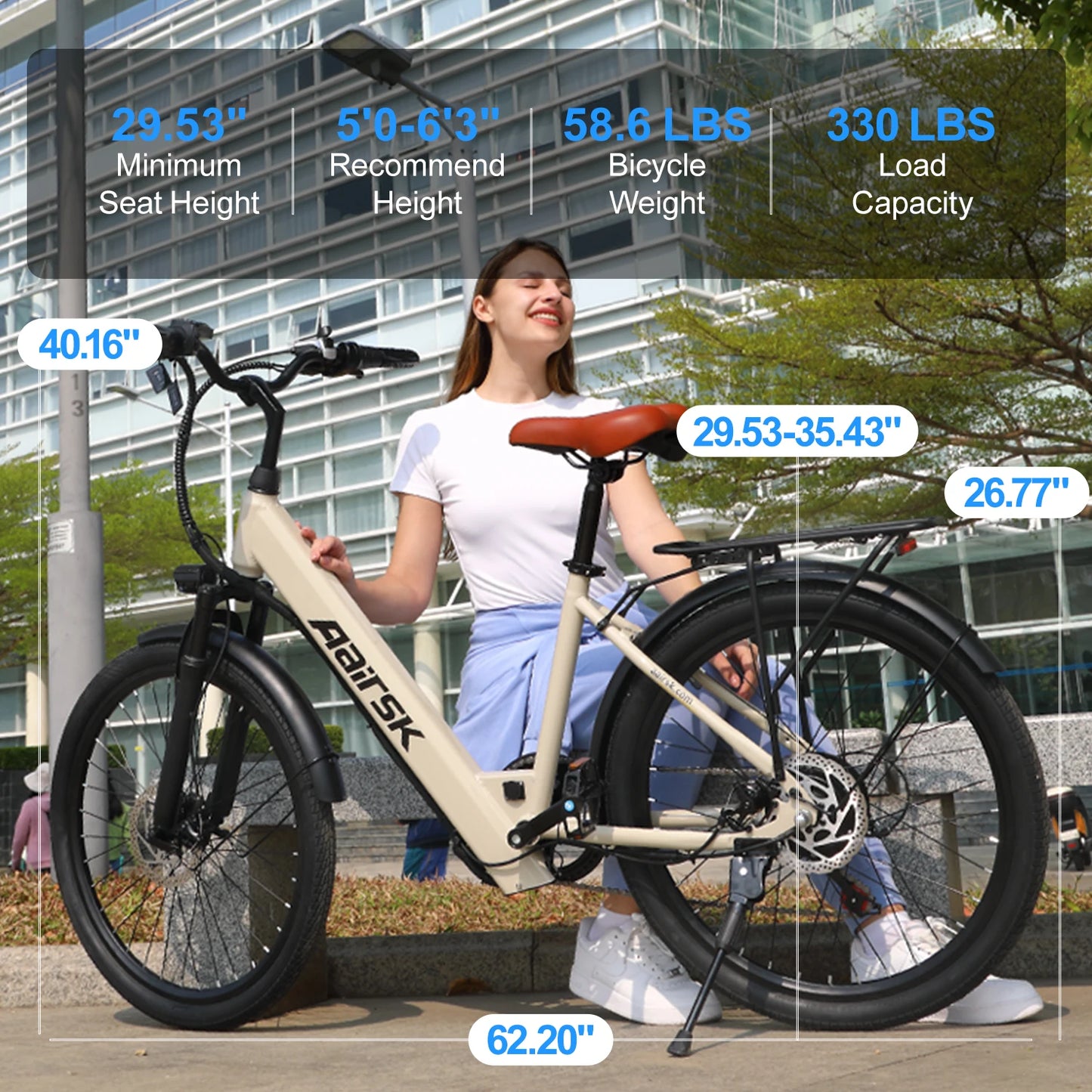 Aairsk SU7 24 "top-range urban Electric bike-engine 250W, battery 36V 13Ah, range 64km, 7 speed, steel frame, disc brakes, daily comfort and reliability