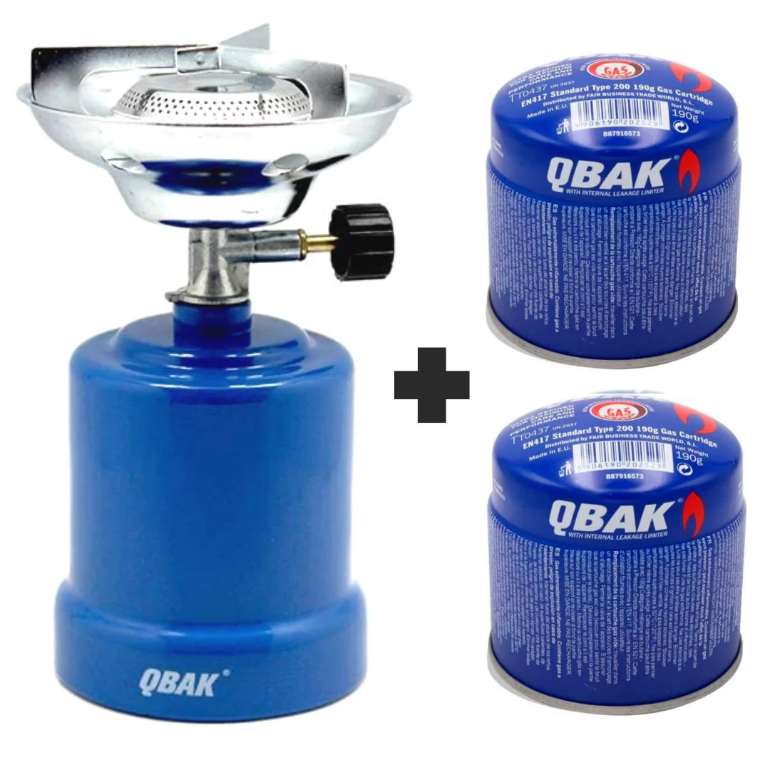 Portable Gas Camping Stove + 2 Fuel Cartridges