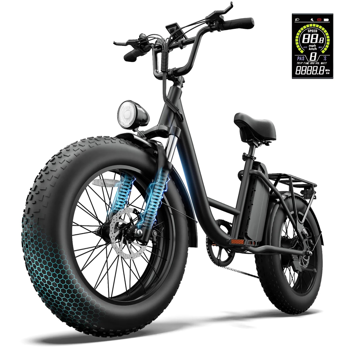 20"x4 Fat Tire Adult Electric Bike E20 PRO | 250W Peak Motor 48V 15.6Ah Removable Battery 7-Speed Gears Max 45KMH E-Bike