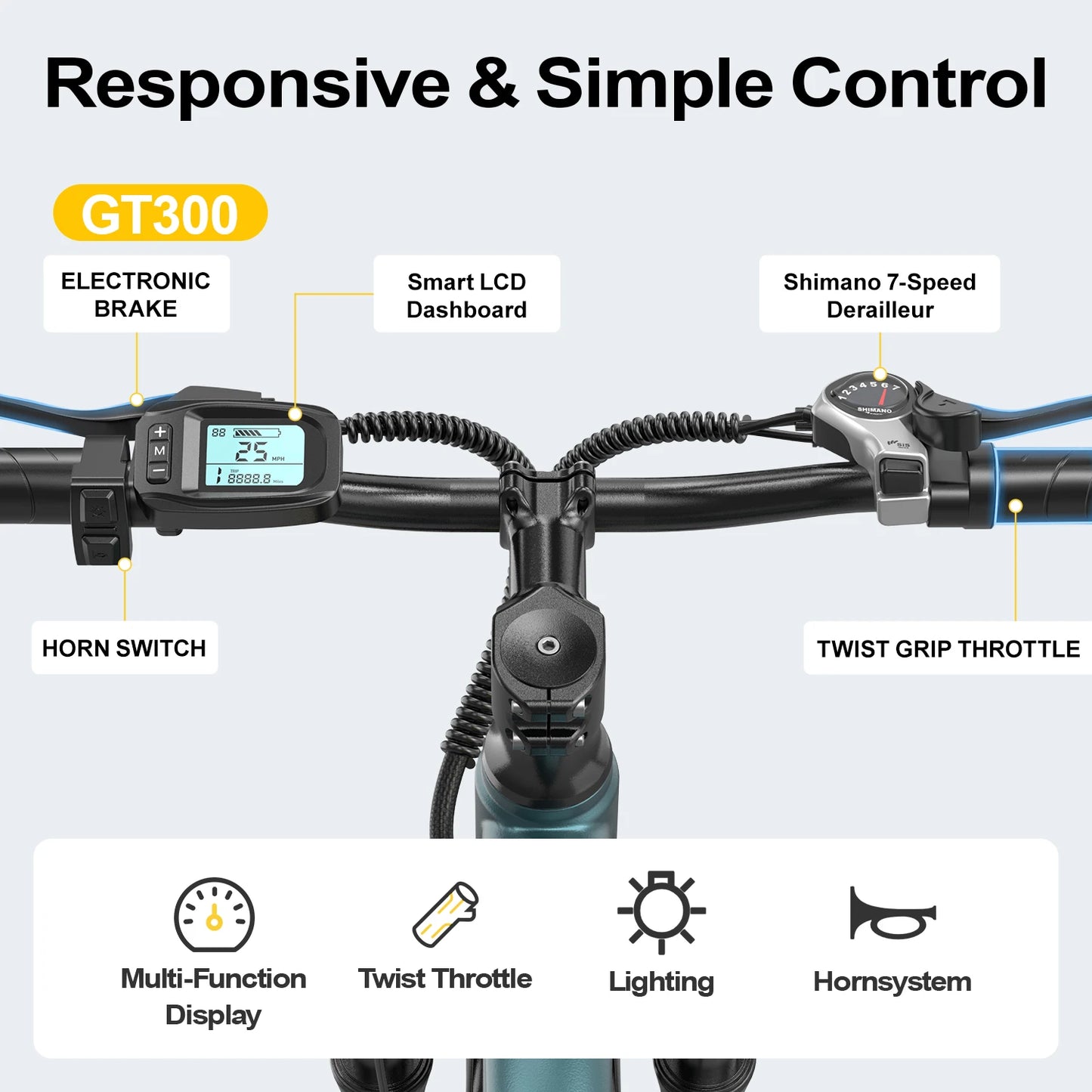 26' Electric Mountain Bike for Adults, 250W Brushless Motor, 36V 10Ah 468Wh Battery, Up to 40 Miles Range, 25km/h 7-Speed E Bike, Front Suspension NFC Unlock