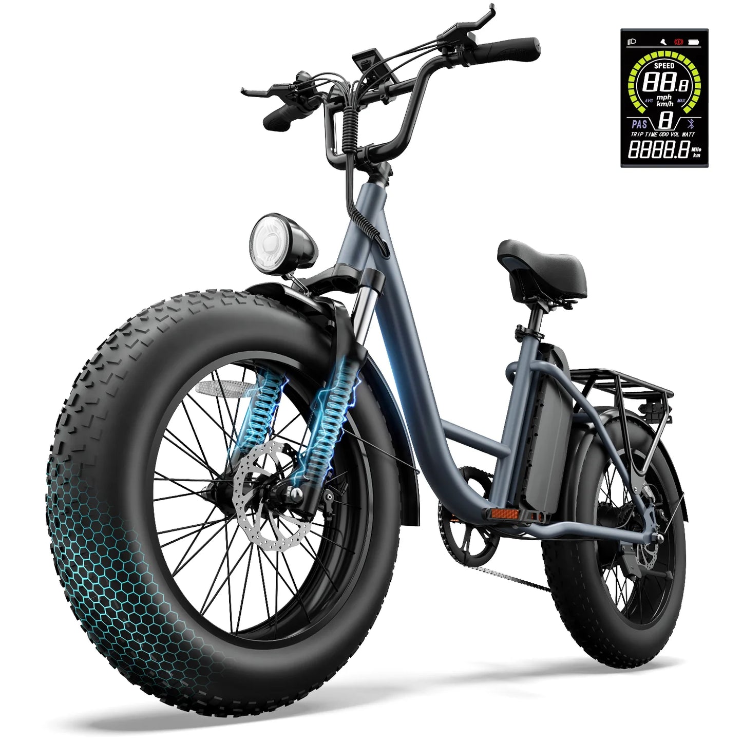 20"x4 Fat Tire Adult Electric Bike E20 PRO | 250W Peak Motor 48V 15.6Ah Removable Battery 7-Speed Gears Max 45KMH E-Bike