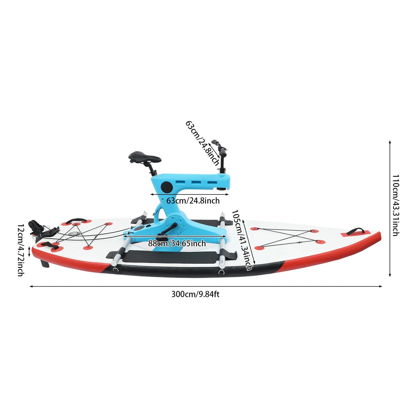 Inflatable Water Bike Pedal Boat, Inflatable Sea Bike with Aluminum Alloy Frame & SUP Board, Adjustable Seat for Water Sports