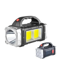 Solar & USB Rechargeable LED Flashlight — COB Camping Torch