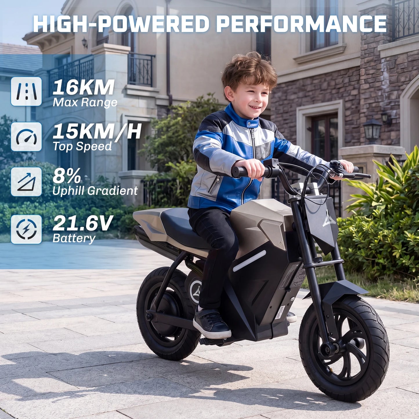 Kids Electric Motorcycle 12.5 Inch, Electric Motorbike for Kids, 21.6V Lithium Battery,Electric Dirt Bike For Kids Rear Disc Brake, 16KM/H Kids Electric Dirt Bike for Boys Girls Electric Motorbike for Children