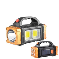 Solar & USB Rechargeable LED Flashlight — COB Camping Torch