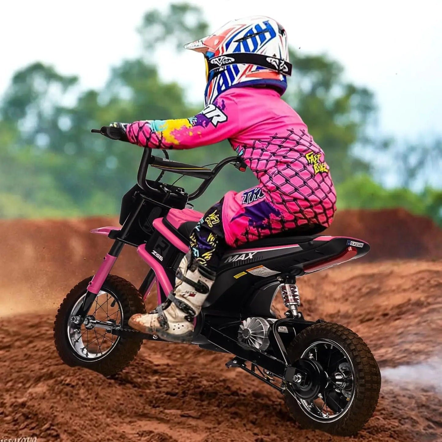 24V Ride-on Electric Motorcycle 350W Cross Motorcycle 3 Speeds (8/12/23 Km/h) Damped Suspension for Children 8-12 Years
