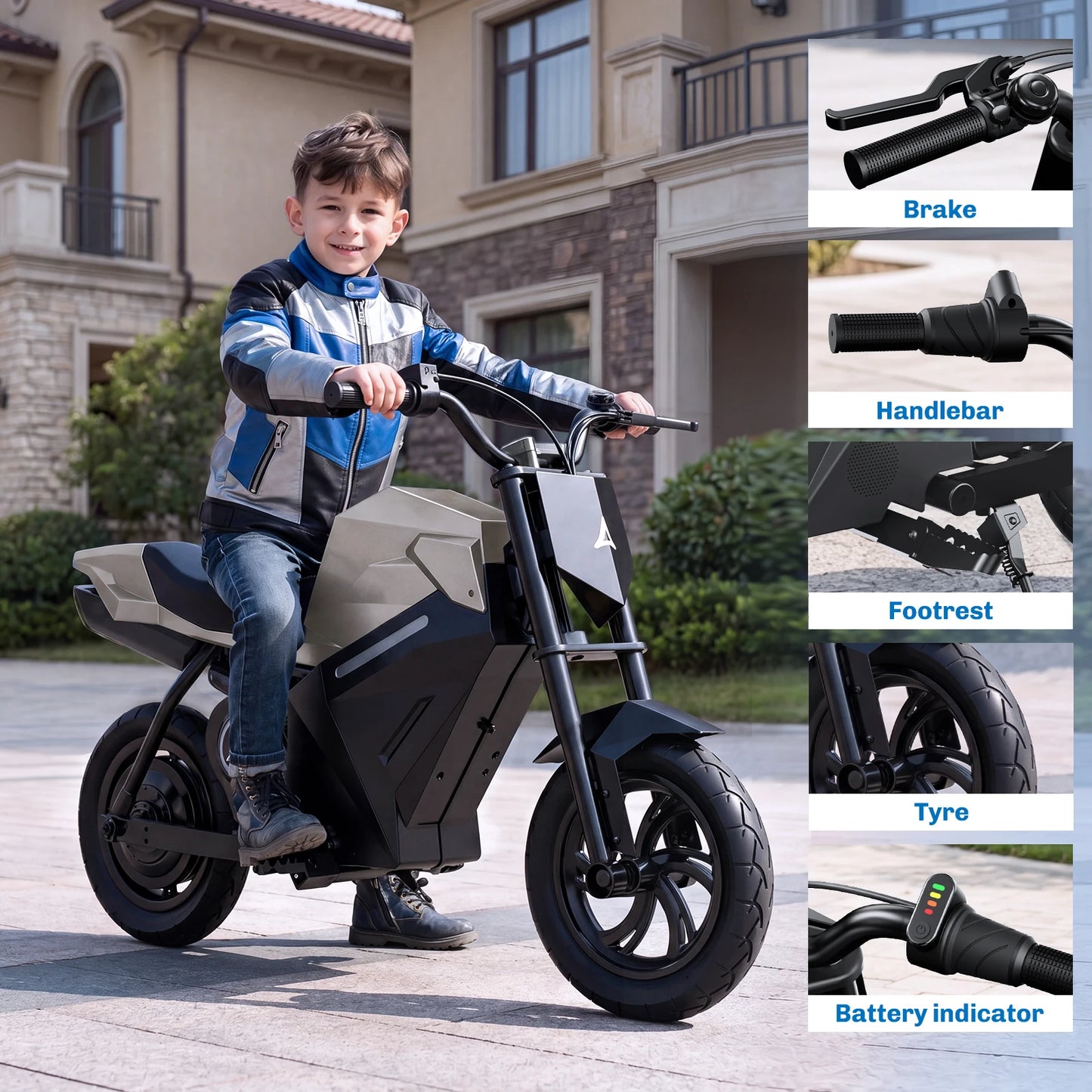 Kids Electric Motorcycle 12.5 Inch, Electric Motorbike for Kids, 21.6V Lithium Battery,Electric Dirt Bike For Kids Rear Disc Brake, 16KM/H Kids Electric Dirt Bike for Boys Girls Electric Motorbike for Children