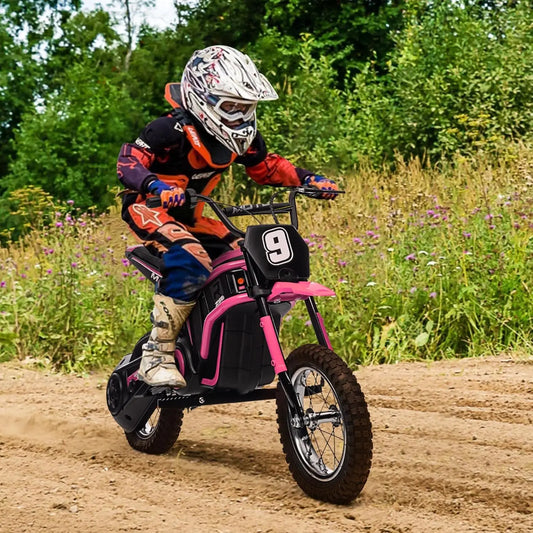 24V Ride-on Electric Motorcycle 350W Cross Motorcycle 3 Speeds (8/12/23 Km/h) Damped Suspension for Children 8-12 Years