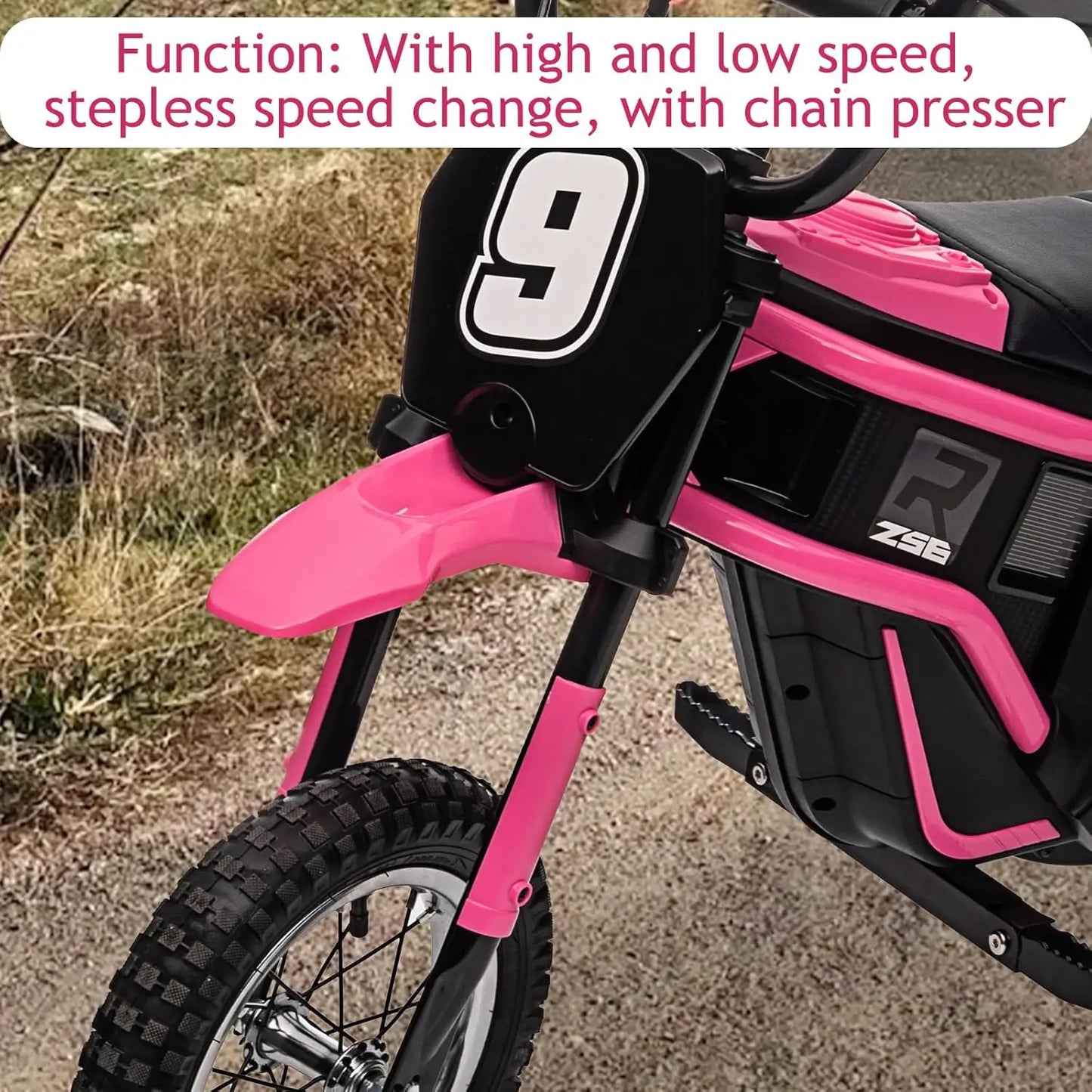 24V Ride-on Electric Motorcycle 350W Cross Motorcycle 3 Speeds (8/12/23 Km/h) Damped Suspension for Children 8-12 Years
