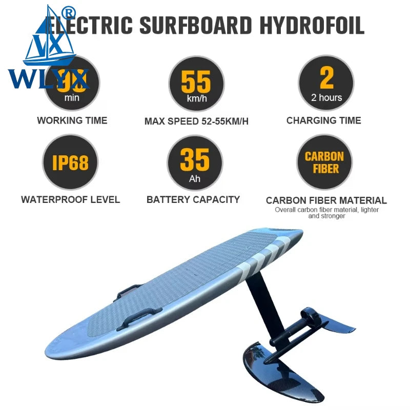 Customize 50 km/h Electric High-quality Carbon Fiber Hydrofoil Board Epoxy Resin 90-Minute Battery Life Waterproof Professional