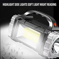 Solar & USB Rechargeable LED Flashlight — COB Camping Torch