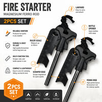 Ferro Rod Fire Starter Set — Striker Included, 2-Pack
