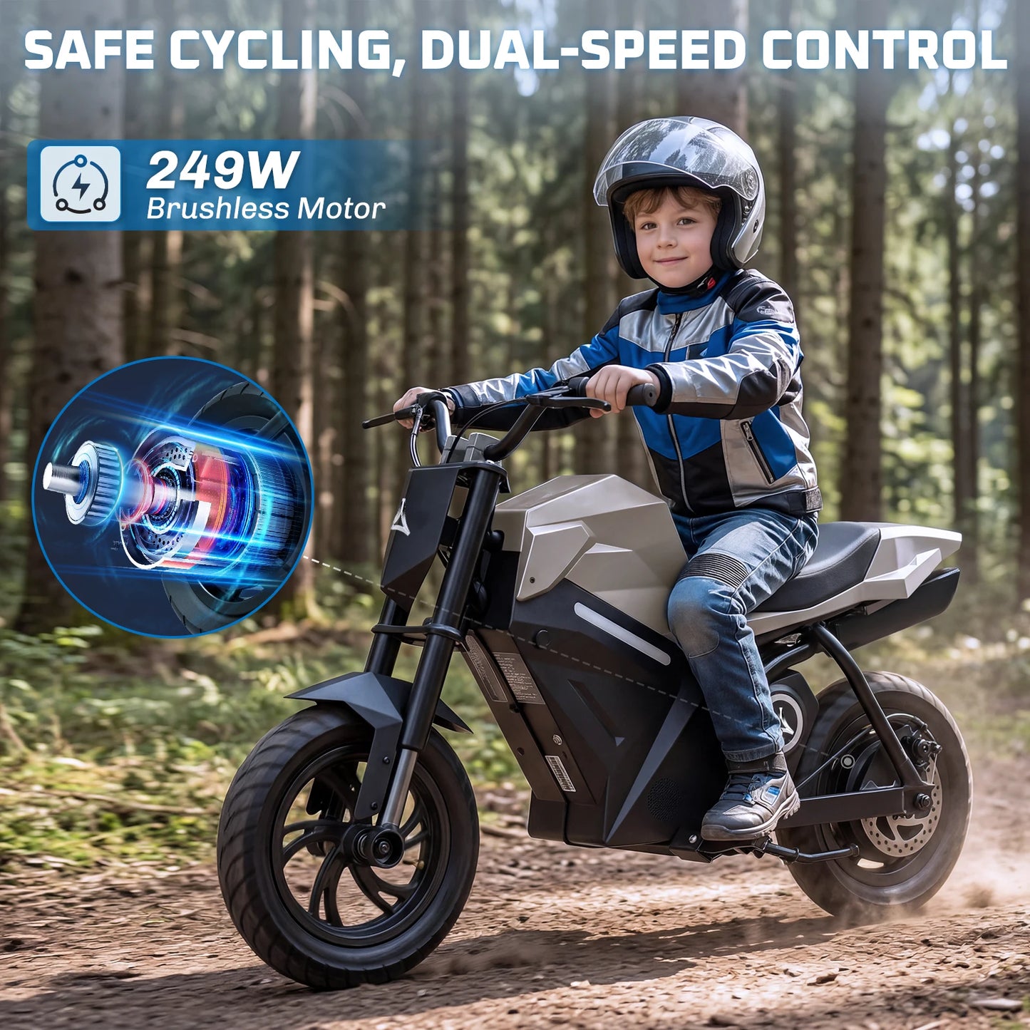 Kids Electric Motorcycle 12.5 Inch, Electric Motorbike for Kids, 21.6V Lithium Battery,Electric Dirt Bike For Kids Rear Disc Brake, 16KM/H Kids Electric Dirt Bike for Boys Girls Electric Motorbike for Children