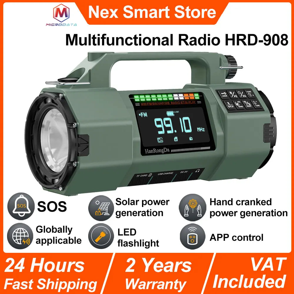 Emergency Crank Radio — Multi-Band, Flashlight & Power Bank